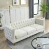 Velvet Sofa For Living Room,Buttons Tufted Square Arm Couch, Modern Couch Upholstered Button And Metal Legs, Sofa Couch For Bedroom
