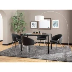 Set Of 2 Claire Dining Chairs Chrome/Black - LumiSource: Upholstered Low Back, Foam Filled, Steel Frame -Baxton Studio Shop GUEST 76b8eb2c 2db7 4f85 bd98 53ce7a1e8ff7