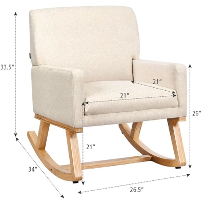 Costway Mid Century Fabric Rocking Chair Upholstered Accent Armchair Lounge Chair Beige/Gray 1 Costway Mid Century Fabric Rocking Chair Upholstered Accent Armchair Lounge Chair Beige/Gray