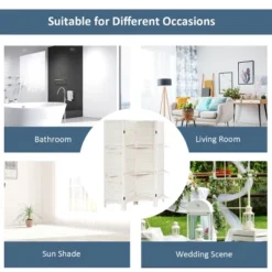 Costway 4 Panel Folding Room Divider Screen W/3 Display Shelves 5.6 Ft Tall WhiteNatural 15 Costway 4 Panel Folding Room Divider Screen W/3 Display Shelves 5.6 Ft Tall WhiteNatural -Baxton Studio Shop GUEST 770b2a19 22a1 488e 95fd fc95526470ae