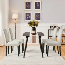 Yaheetech Set Of 4 Modern Upholstered Dining Chairs For Living Room, Dining Room, Home, Kitchen