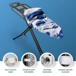 Bartnelli Cotton 54"x15" Ironing Board Cover, Scorch-Resistant, Park & Turbo Zone, Floral Blue -Baxton Studio Shop GUEST 778e9149 0129 4fc5 9a06 5882b0ba81bc