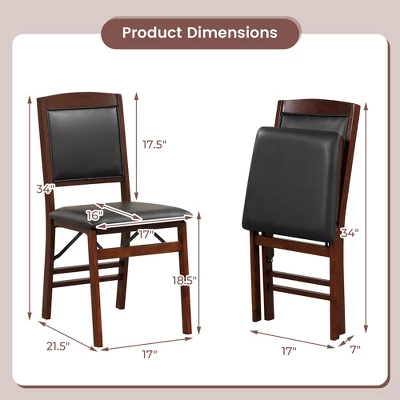 Costway 2 Pack Folding Dining Chairs Foldable Chairs With PVC Padded Seat & High Backrest 2 Costway 2 Pack Folding Dining Chairs Foldable Chairs With PVC Padded Seat & High Backrest - Image 2