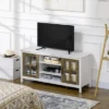 HOMCOM TV Cabinet, Farmhouse TV Stand For 55 Inch TV, Entertainment Center With Adjustable Shelves And Doors For Living Room, White