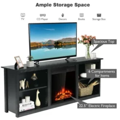 Costway 70'' 2-Tier TV Fireplace Stand W/22.5'' Electric Fireplace Up To 75'' -Baxton Studio Shop GUEST 77c8e46f 569e 4170 b112 91b1998be73c