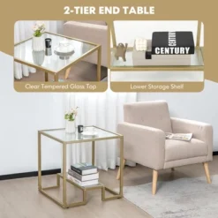 Costway 22'' 2-Tier Sofa Side Table Square Metal Frame For Living Room Bedroom Bronze 14 Costway 22'' 2-Tier Sofa Side Table Square Metal Frame For Living Room Bedroom Bronze -Baxton Studio Shop GUEST 77eec6eb cd05 4ff0 bd78 06dda477a107