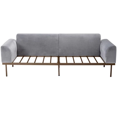 Modern Velvet Loveseat Sofa With Metal Legs And Two Pillows-ModernLuxe 11 Modern Velvet Loveseat Sofa With Metal Legs And Two Pillows-ModernLuxe - Image 11