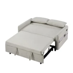 Pull-out Sleeper Sofa Bed, Convertible Loveseat Sofa Couch With Adjsutable Backrest, Two Throw Pillows And USB Ports -ModernLuxe -Baxton Studio Shop GUEST 784a498c 6814 4543 bf33 4f56bed921bd