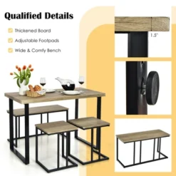 Costway 4-Piece Dining Table Set Industrial Dinette Set Kitchen Table W/Bench & 2 Stools 17 Costway 4-Piece Dining Table Set Industrial Dinette Set Kitchen Table W/Bench & 2 Stools -Baxton Studio Shop GUEST 78741e98 150d 44b1 9c6f 3a7a7ad5122f