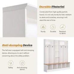 Hall Tree With Storage Bench, Multifunctional Coat Rack And 8 Entrance Hooks - ModernLuxe 16 Hall Tree With Storage Bench, Multifunctional Coat Rack And 8 Entrance Hooks - ModernLuxe -Baxton Studio Shop GUEST 788cde49 3e2a 4340 ae31 4bd2255f4e7e