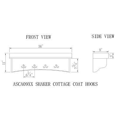 Shaker Cottage Coat Hooks With Tray - Alaterre Furniture 3 Shaker Cottage Coat Hooks With Tray - Alaterre Furniture - Image 3