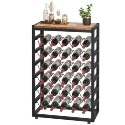 Itopfox 6-Tier Free Standing Wine Rack With Wooden Table Top, Sturdy Metal Bottle Holder For Kitchen Bar Pantry, Holds 30 Bottles -Baxton Studio Shop GUEST 78a80011 e349 44b6 8512 8630b794dd8a