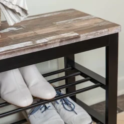 31.5" Entryway Storage Bench And Shoe Rack Distressed Wood Finish Brown - Danya B. -Baxton Studio Shop GUEST 78aa95a3 81e1 44aa bbb4 344e1499bbdd