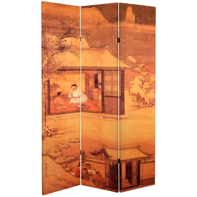 6' Tall Double Sided Chinese Landscapes Canvas Room Divider - Oriental Furniture 2 6' Tall Double Sided Chinese Landscapes Canvas Room Divider - Oriental Furniture - Image 2