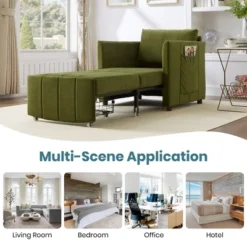 TIRAMISUBEST 5-in-1 Green Convertible Sofa Bed,Space-Saving Sleeper Chair,Adjustable Backrest & Storage, Foldable Futon For Small Spaces, Apartments -Baxton Studio Shop GUEST 78dbdbc8 dd16 4746 99b8 ea0aae1fc21e