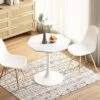 31.5 Inch Modern Coffee Table, With MDF Top And Metal Base, Octagonal Tulips Table Small Dining Table For Dining Room Kitchen Living Room