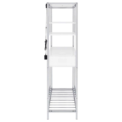 Coaster Figueroa Modern 5 Shelf Wood Wine Cabinet With Drawer White High Gloss/Chrome 11 Coaster Figueroa Modern 5 Shelf Wood Wine Cabinet With Drawer White High Gloss/Chrome - Image 11