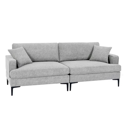 80.7" Modern Upholstered Loveseat Sofa With Metal Legs And 2 Pillows-ModernLuxe 4 80.7" Modern Upholstered Loveseat Sofa With Metal Legs And 2 Pillows-ModernLuxe - Image 4
