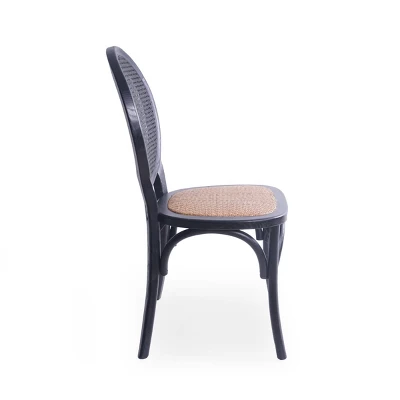 Set Of 2 Dining Chair With Elm Wood Frame, High Back Dining Chairs With Caned Seat And Rounded Backrest-Maison Boucle 4 Set Of 2 Dining Chair With Elm Wood Frame, High Back Dining Chairs With Caned Seat And Rounded Backrest-Maison Boucle - Image 4