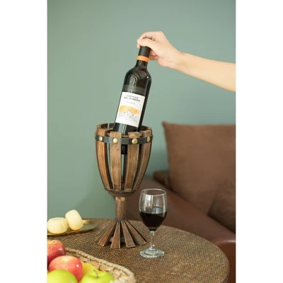 Vintiquewise Wooden Wine Goblet Shaped Vintage Decorative Single Bottle Wine Holder 3 Vintiquewise Wooden Wine Goblet Shaped Vintage Decorative Single Bottle Wine Holder - Image 3