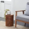 Contemporary Teak Wood Accent Table Dark Brown - Olivia & May