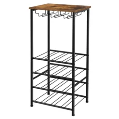 Itopfox Rustic Wine Rack Freestanding Floor, Wine Holder Stand With Storage Shelf For 16 Bottles, Kitchen Dining Room Office Bar Decor -Baxton Studio Shop GUEST 7a0f543e f45a 447b 8ac4 54d487738910