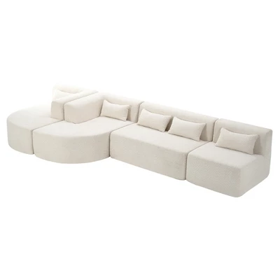 144"W Modular Sectional Sofa, Oversized Upholstered Cloud Couch With 2 Chaise Lounge & 5 Pillows - ModernLuxe 13 144"W Modular Sectional Sofa, Oversized Upholstered Cloud Couch With 2 Chaise Lounge & 5 Pillows - ModernLuxe - Image 13