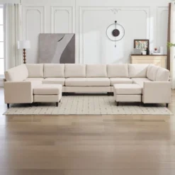Hyleory Spacious 12-Seater U-Shaped Modular Sofa With Ottomans,Relaxed Style, Reconfigurable Design -Baxton Studio Shop GUEST 7a894adf 026d 47c7 af24 ad2019a8fe36