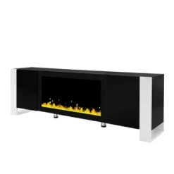68"W TV Stand TV Console Sideboard Entertainment Center Media Console With Electric Fireplace And Cabinets For TVs Up To 78", White/Black-ModernLuxe -Baxton Studio Shop GUEST 7aefff56 e098 4f8e 847f 59a77aa2f0ce