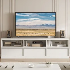 70 Inch TV Stand For 80" TVs, Mid Century Modern Entertainment Center With Storage Drawer & Open Shelves 23 70 Inch TV Stand For 80" TVs, Mid Century Modern Entertainment Center With Storage Drawer & Open Shelves -Baxton Studio Shop GUEST 7b50a501 1111 439b a627 bc08399085b6