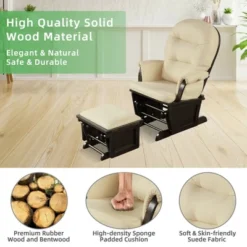 Costway Wood Glider & Ottoman Cushion Set Baby Nursery Rocking Chair -Baxton Studio Shop GUEST 7bbf36a3 e221 4dc4 875d 035b116c6eb0