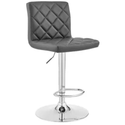 Duval Adjustable Barstool With Faux Leather And Metal Finish - Armen Living -Baxton Studio Shop GUEST 7bd2875d d40c 4e5e 8df0 456bd87a2294