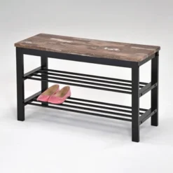 31.5" Entryway Storage Bench And Shoe Rack Distressed Wood Finish Brown - Danya B. -Baxton Studio Shop GUEST 7bef36df 61ee 42b1 8aec 995d66498622