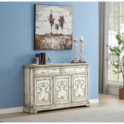 Harper 3 Door 2 Drawer Credenza Distressed Cream - Treasure Trove Accents -Baxton Studio Shop GUEST 7bf586b5 5e68 4d20 afb2 c5a1cef738c5