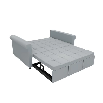 TiramisuBest 2-Seater Convertible Velvet Loveseat Sofa Bed – Pull-Out Sleeper Couch With Side Pocket, Adjustable Backrest & Scroll Arm Design,Gray 10 TiramisuBest 2-Seater Convertible Velvet Loveseat Sofa Bed – Pull-Out Sleeper Couch With Side Pocket, Adjustable Backrest & Scroll Arm Design,Gray - Image 10