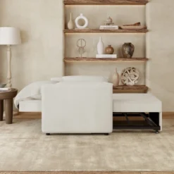 APRILSOUL White Convertible Pull Out Sofa Bed, 3-in-1 Convertible Sleeper Chair, Adjustable Backrest With Thicked Cushions 11 APRILSOUL White Convertible Pull Out Sofa Bed, 3-in-1 Convertible Sleeper Chair, Adjustable Backrest With Thicked Cushions -Baxton Studio Shop GUEST 7c08d112 dcf4 4779 92bd e3d2be6a9efc