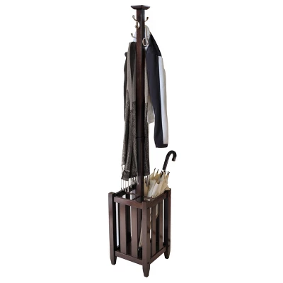Memphis Coat Tree & Umbrella Rack Walnut Finish - Winsome 1 Memphis Coat Tree & Umbrella Rack Walnut Finish - Winsome