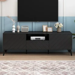 TV Stand For TVs Up To 70" With Adjustable Shelves, 1 Drawer And Open Shelves - ModernLuxe