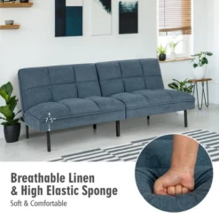 Costway Modern Convertible Futon Sofa Bed Linen Fabric Folding Couch Recliner GreyAquamarineBlue -Baxton Studio Shop GUEST 7c8b89dc a16d 4d64 8504 3def679d4b63