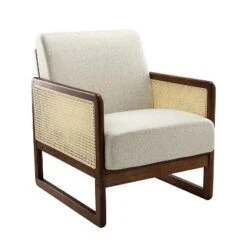 Domenico Living Room Accent Chair With Rattan Design | ARTFUL LIVING DESIGN