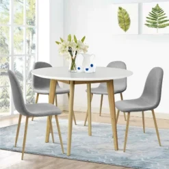 Norman9075+Spoon 4 -Piece Round-Shaped With 4 Upholstered Chairs Dining Set -The Pop Maison 16 Norman9075+Spoon 4 -Piece Round-Shaped With 4 Upholstered Chairs Dining Set -The Pop Maison -Baxton Studio Shop GUEST 7ca9d7da 06b0 4f7d 8d8c 005a463dbdef