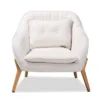 Valentina Velvet Natural Wood Armchair - Baxton Studio