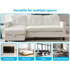 Mjkone 76" Convertible L-Shaped Sectional Sofa With Storage Ottoman,Corduroy 3-Seater Couch -Baxton Studio Shop GUEST 7cfbfd4e 3e2b 4755 872b e67cbef72d80