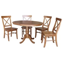 36" Harry Round Extendable Dining Table With 4 Chairs - International Concepts -Baxton Studio Shop GUEST 7d05ec72 f3cb 475a a1fb b89e16d0821e