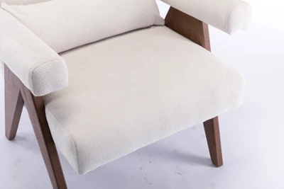 Megan 27.56" Wide Upholstered Fabric Seat And Lumbar Pillow With Walnut "V" Shape Solid Wood Legs Accent Chair With Arm Pads-The Pop Maison 7 Megan 27.56" Wide Upholstered Fabric Seat And Lumbar Pillow With Walnut "V" Shape Solid Wood Legs Accent Chair With Arm Pads-The Pop Maison - Image 7