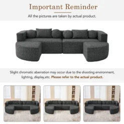 114.9"W Modular Sectional Sofa With Curved Design, Free-Combined Boucle Fabric Sofa Bed - ModernLuxe 19 114.9"W Modular Sectional Sofa With Curved Design, Free-Combined Boucle Fabric Sofa Bed - ModernLuxe -Baxton Studio Shop GUEST 7d51e2bc ef4e 4dd7 82c3 5426f4924b89