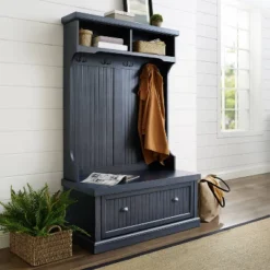 Seaside Hall Tree Distressed Navy - Crosley -Baxton Studio Shop GUEST 7d6e4ec5 7eab 49b6 bca0 be0d9fb4d11e