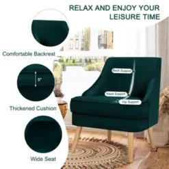 Costway Accent Chair Velvet Upholstered Single Sofa With Rubber Wood Legs PinkGreenGrey -Baxton Studio Shop GUEST 7d70eb37 0f63 46aa 83c9 81b0f4396651