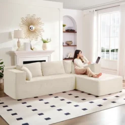 Mjkone 106''Minimalist 2-Piece Corduroy Modular Chaise Sectional Sofa Deep Seat,L-Shaped Upholstered Couch With Right Chaise 18 Mjkone 106''Minimalist 2-Piece Corduroy Modular Chaise Sectional Sofa Deep Seat,L-Shaped Upholstered Couch With Right Chaise -Baxton Studio Shop GUEST 7d978041 b723 4e5d 9037 5ff21f967118