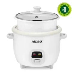 AROMA® 6-Cup Rice Cooker & Food Steamer With Bonded Granite® Nonstick Ceramic & Pop-Up Steam Tray - White Refurbished -Baxton Studio Shop GUEST 7dab779c 7565 4008 a3af 76020b6c9cba